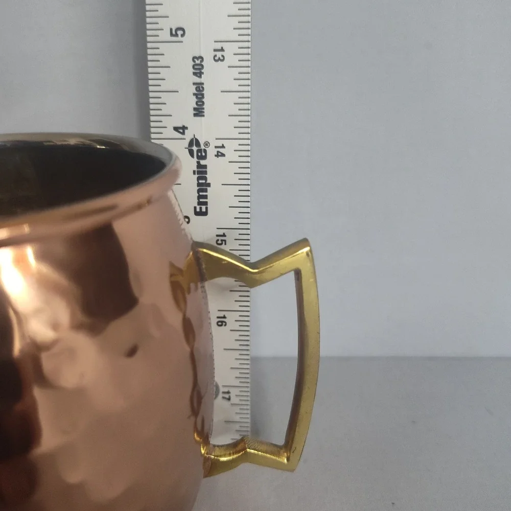 Pier‎ 1 Imports Hammered Copper Moscow Mule Mugs Set of 2 Stainless Steel Inter
